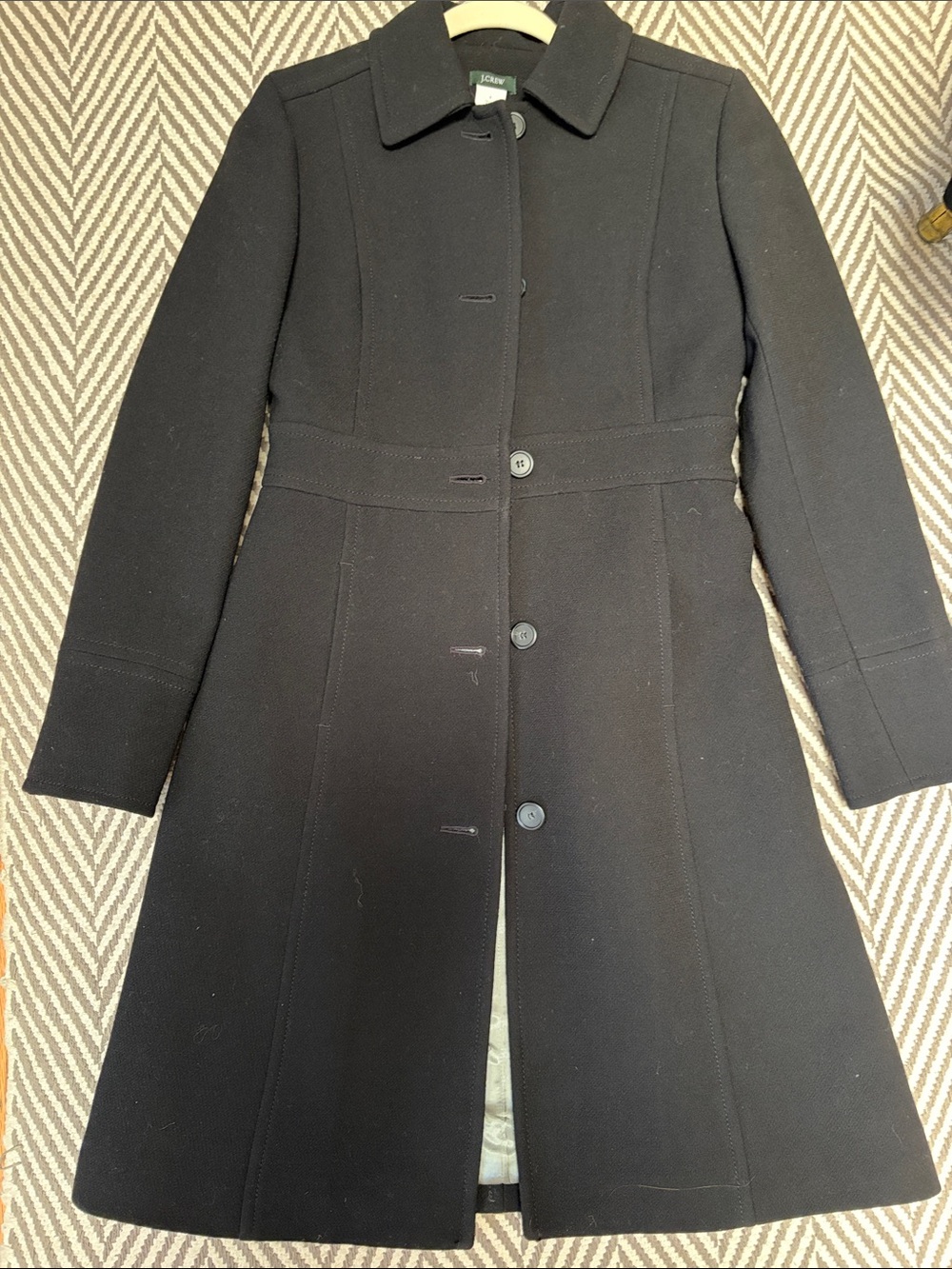J. Crew Black Wool-Blend Tailored Pea Coat